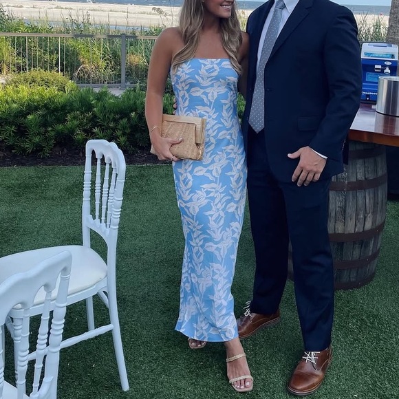 RESA Strapless Malibu Blue and White Dress - Picture 3 of 3